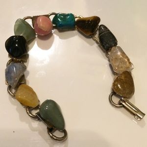 Handmade brass and  stone bracelet